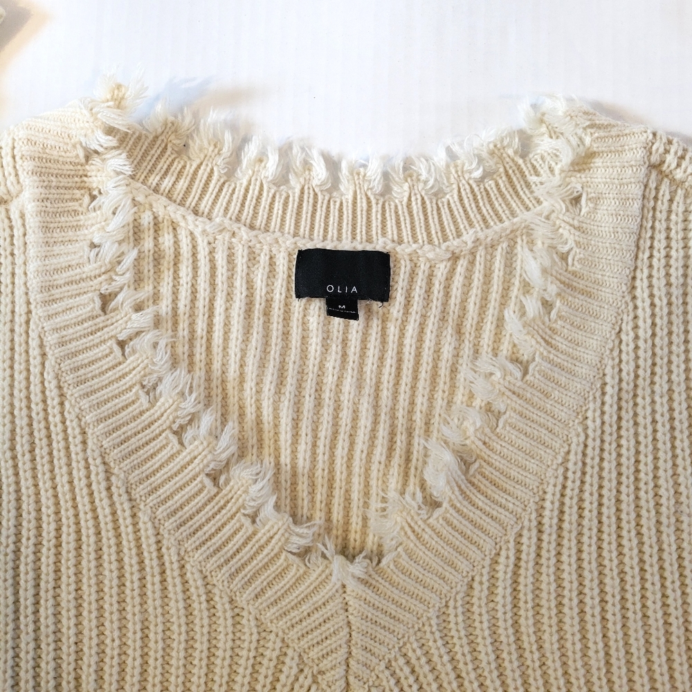 OLIA Distressed Crop Top Sweater